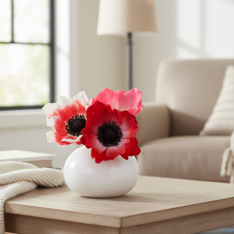 Allstate Floral 5" Anemone Flower Arrangement with Ceramic Vase - Red