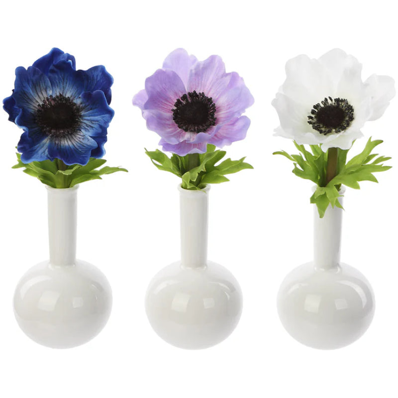 Allstate Floral 8" Anemone Flower Arrangement with Ceramic Vase (Set of 3) - Assortment