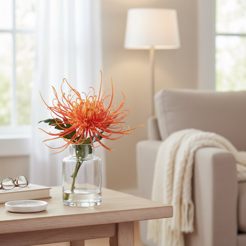 Allstate Floral 9.5" Spider Mum Flower Arrangement with Glass Vase