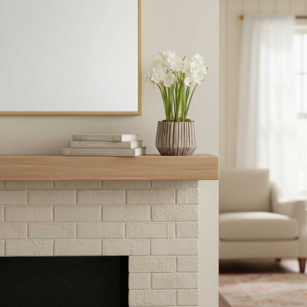 Allstate Floral 14" Narcissus Daffodil With Bulb Flower Arrangement with Cement Pot - White