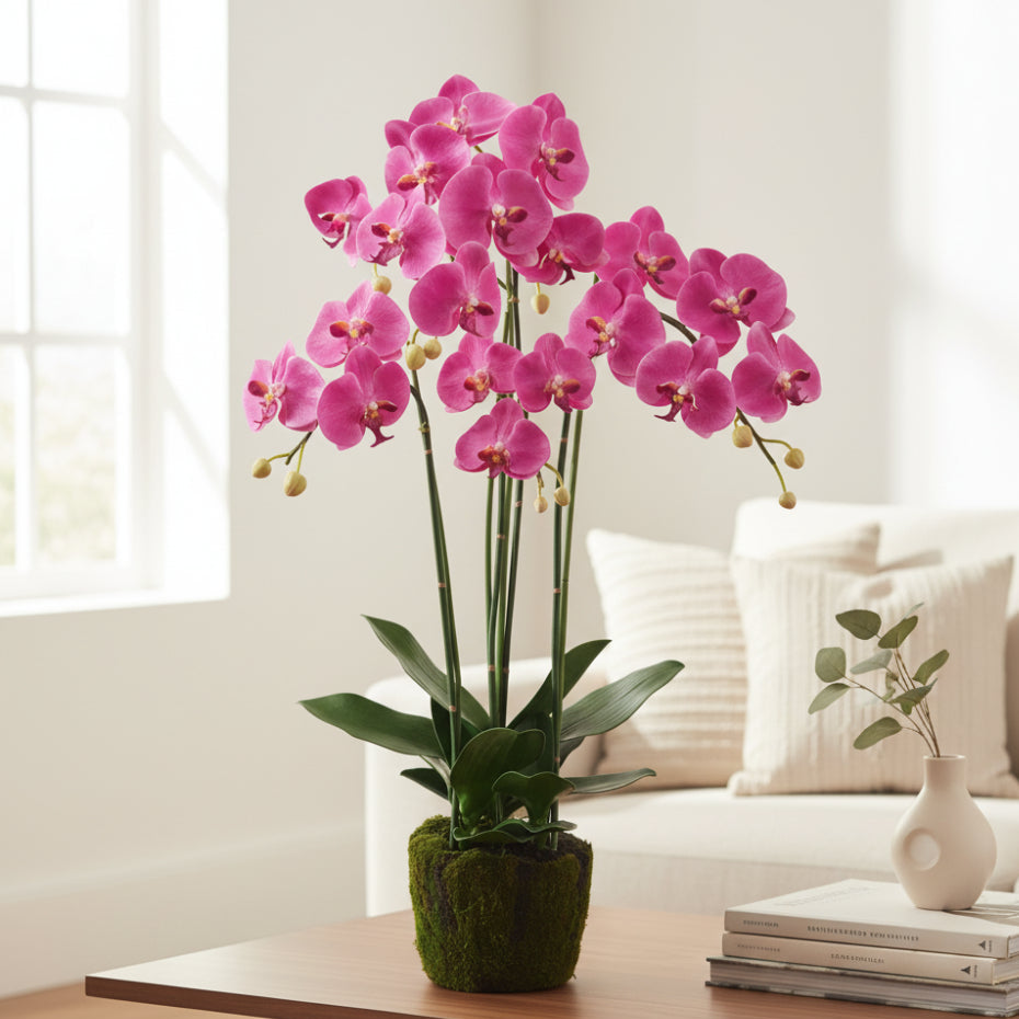 Allstate Floral 35" Phalaenopsis Orchid Flower Arrangement with Soil and Moss Base - Pink