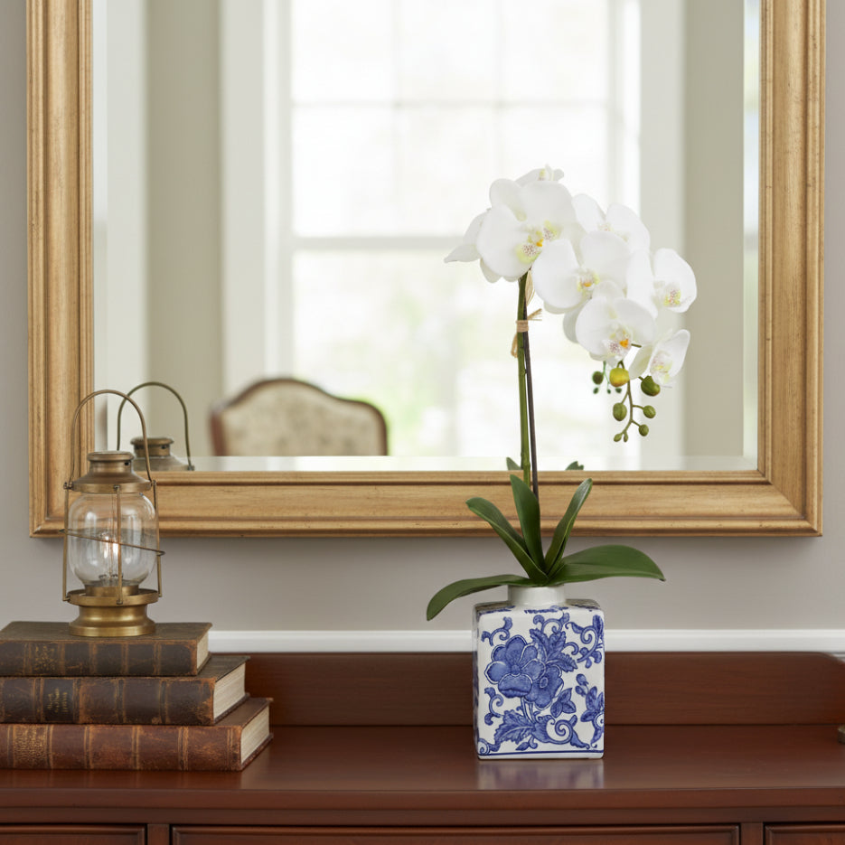 Allstate Floral 22" Phalaenopsis Orchid Flower Arrangement with Ceramic Vase - White