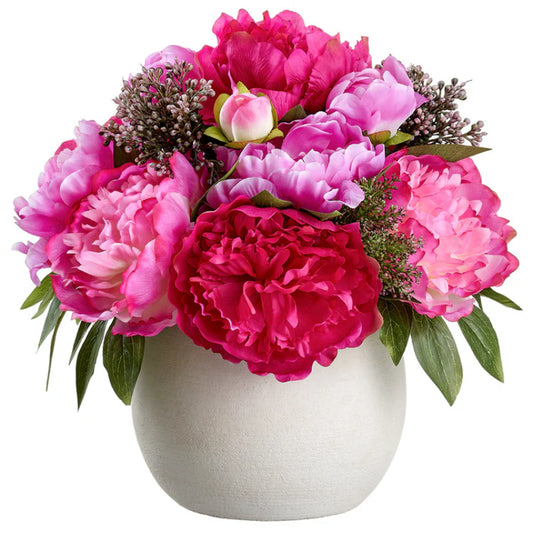Allstate Floral 13" Mixed Peony & Sedum Flower Arrangement with Vase - Pink
