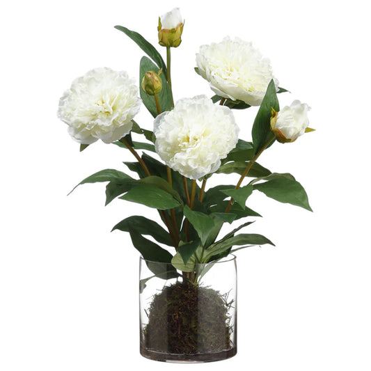Allstate Floral 20" Peony Flower Arrangement with Glass Vase - White
