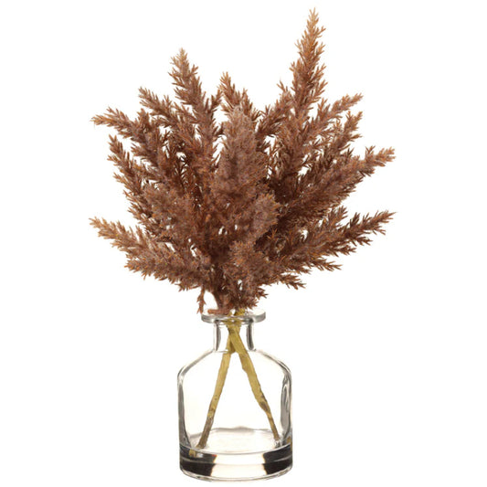 Allstate Floral 11" Artificial Pampas Grass Arrangement with Glass Vase - Brown