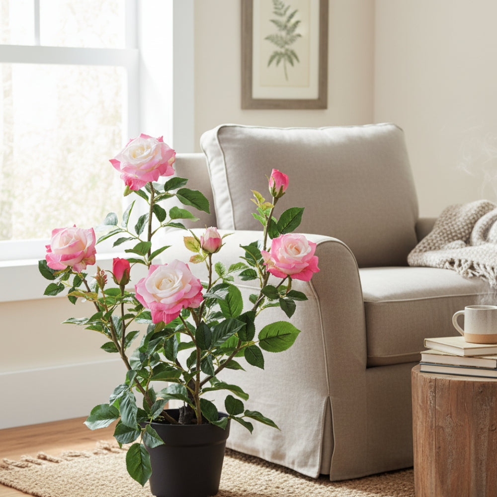 Allstate Floral 25.2" Rose Flower Arrangement with Plastic Pot - Pink