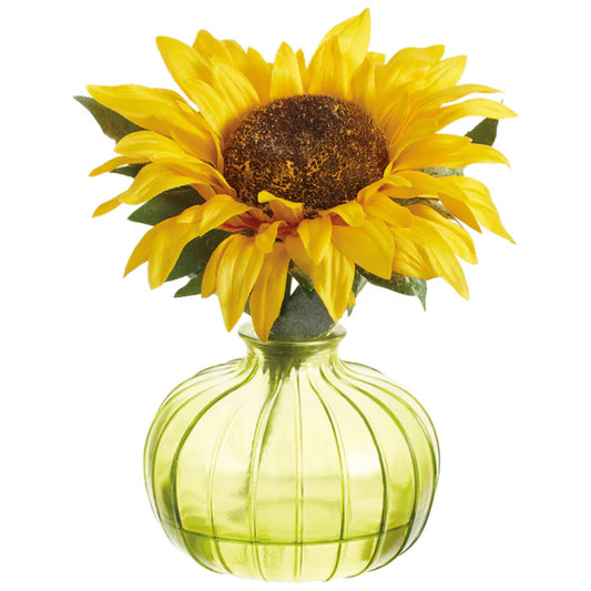 Allstate Floral 7.5" Sunflower Flower Arrangement with Glass Vase - Yellow