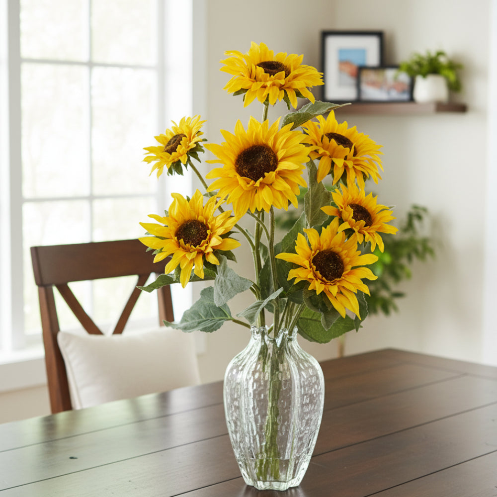 Allstate Floral 21" Sunflower Flower Arrangement with Glass Vase - Yellow