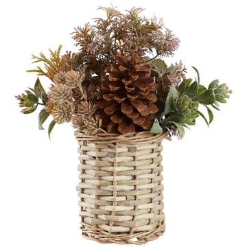 Allstate Floral Sedum, Grass & Pinecone Flower Arrangement with Basket - Brown
