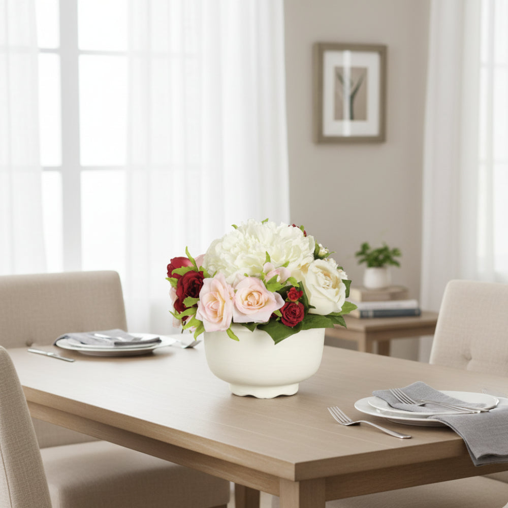 Allstate Floral 6" Rose and Peony Flower Arrangement with Terra Cotta Pot