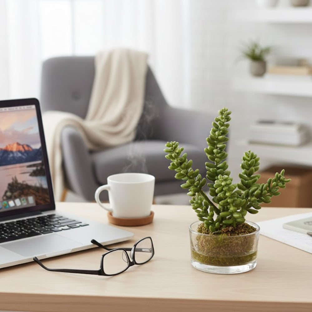 Allstate Floral Succulent Garden Artificial Plant with Glass Vase - Assortment