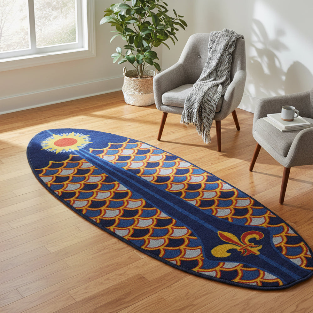 L.A Rugs Surf Time Laguna Surf Oval Area Rug - Blue