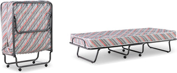 Linon Twin Mattress 5"  Metal Frame Torino Rollaway Folding Guest Bed - Gray