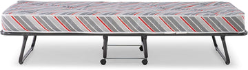 Linon Twin Mattress 5"  Metal Frame Torino Rollaway Folding Guest Bed - Gray