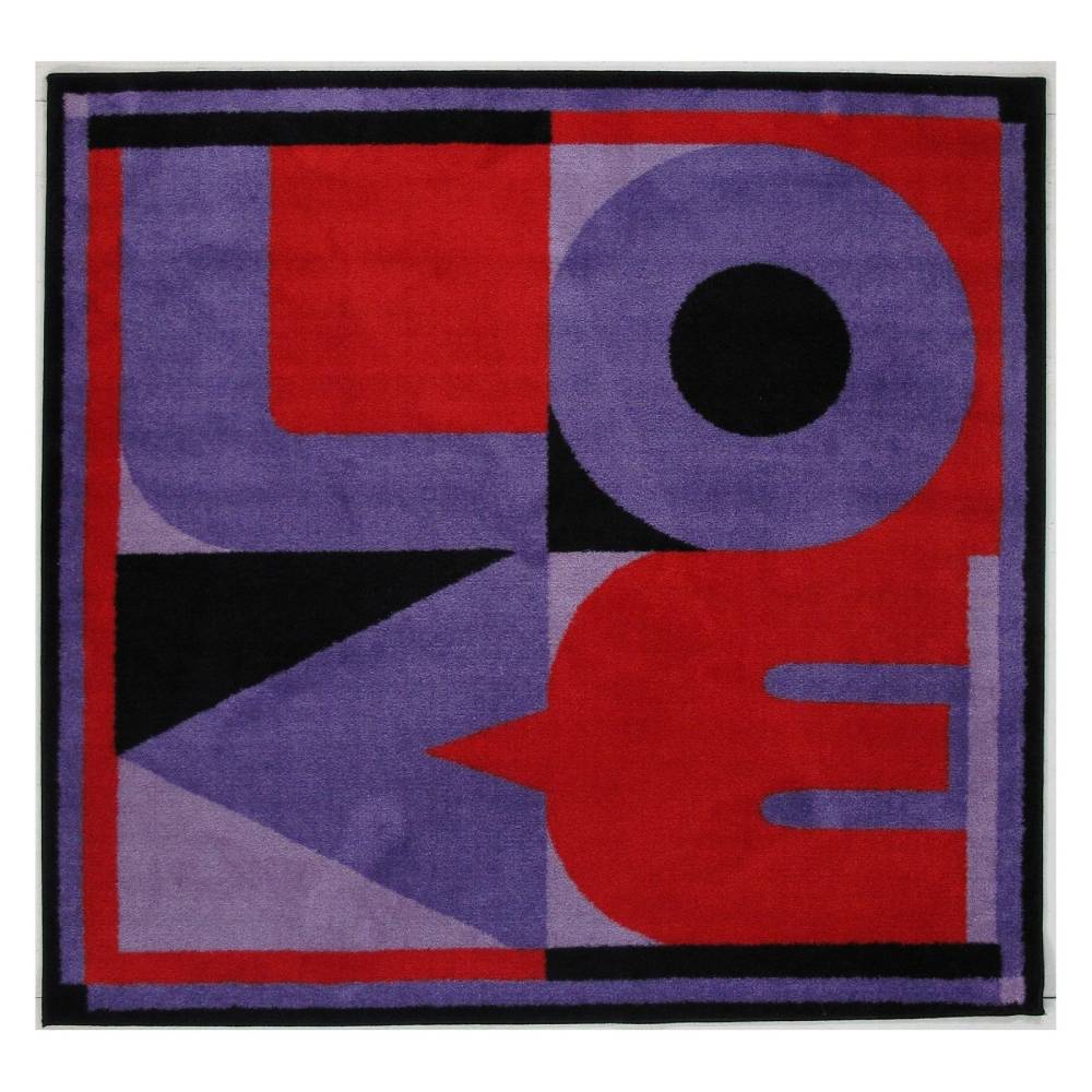 L.A Rugs 4.2" x 4.2" Fun Time Love Square Area Rug