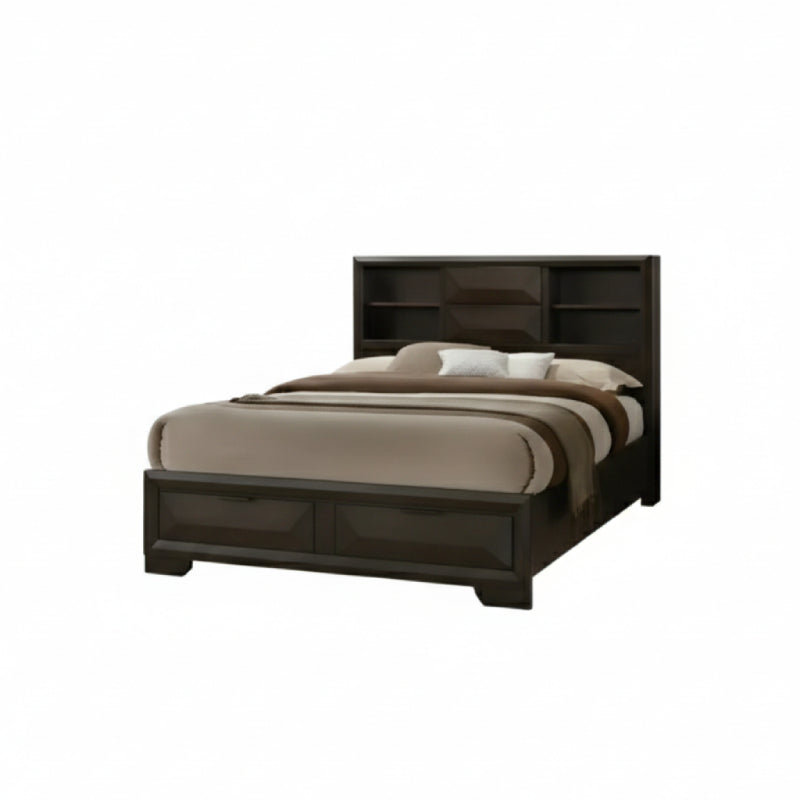 Bundle: Brooke Queen (6-Piece) Bedroom Set - Brown + Kelley Sectional Sofa with LED by Best Home - Black