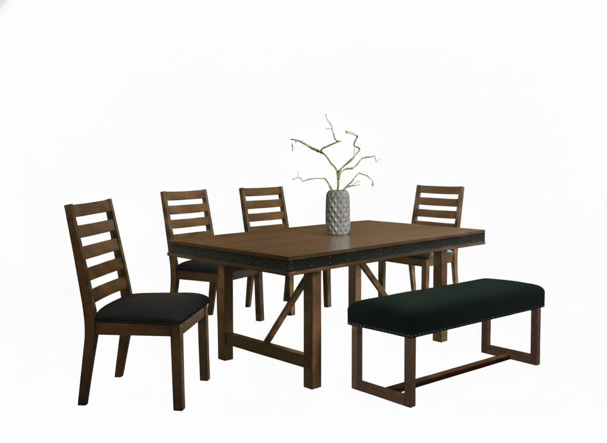 Bundle: Midnight Dining Table Set - Brown + Dream Bodypull Chairbed by Best Home - Blue