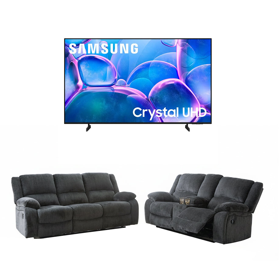 Bundle: Samsung 50" Class U7900F LED Crystal UHD 4K Smart Tizen TV + Lawrence Motion Sofa and Loveseat by Best Home - Blue