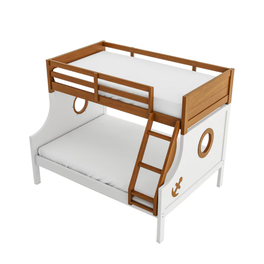 Nautia Twin Over Full Bunk Bed by Furniture of America - Brown/White