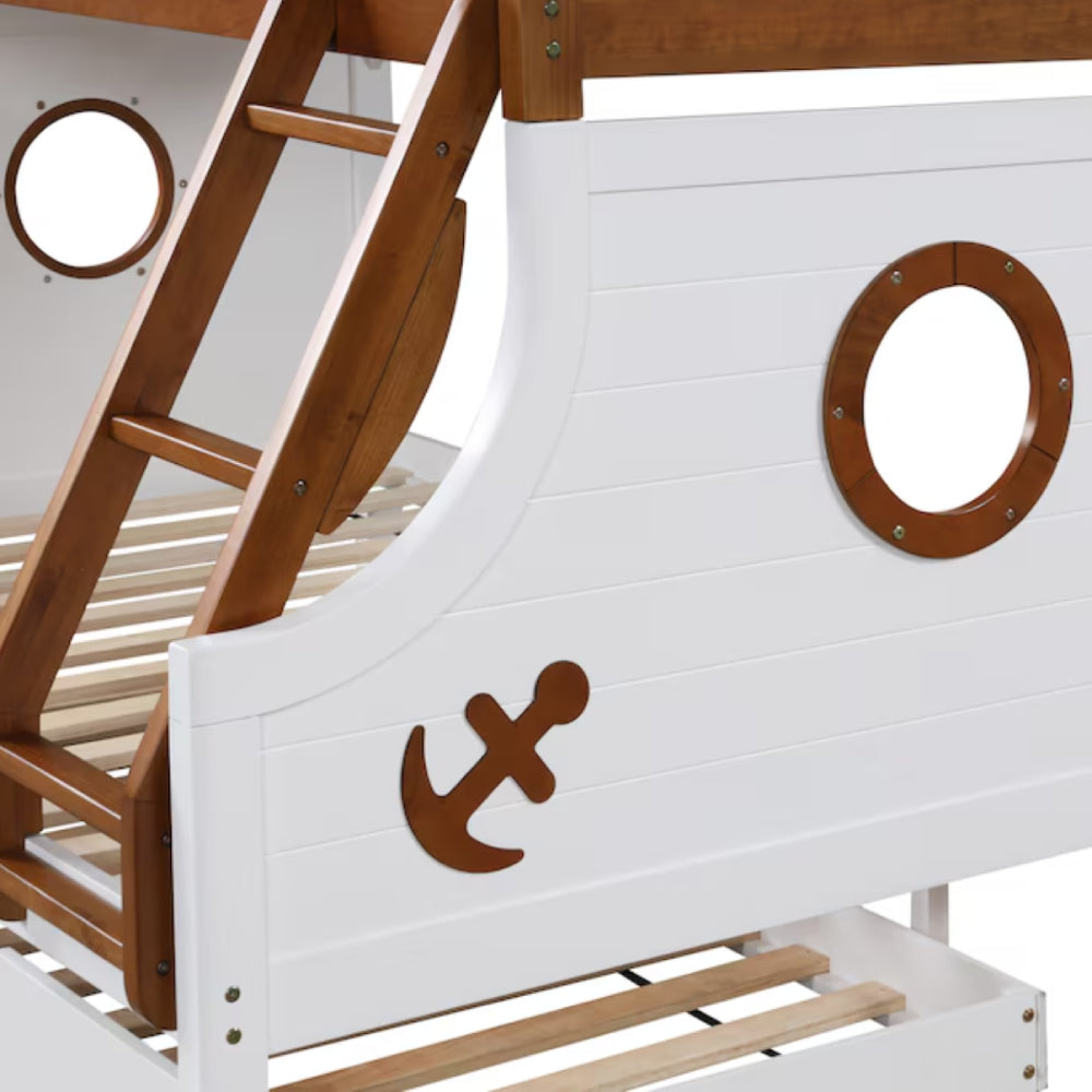 Nautia Twin Over Full Bunk Bed by Furniture of America - Brown/White