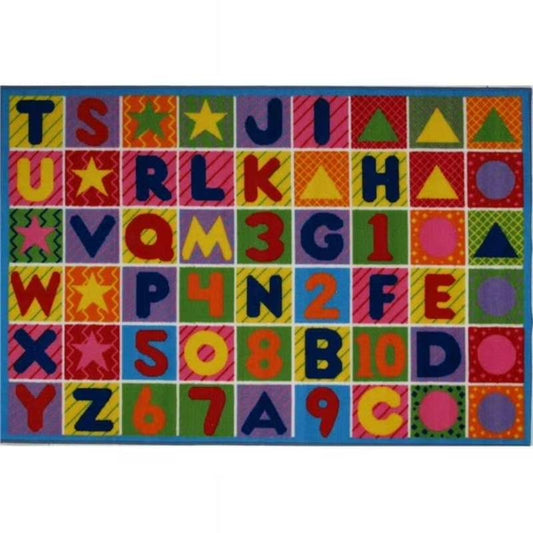 L.A Rugs Fun Time Numbers & Letters Rectangle Area Rug