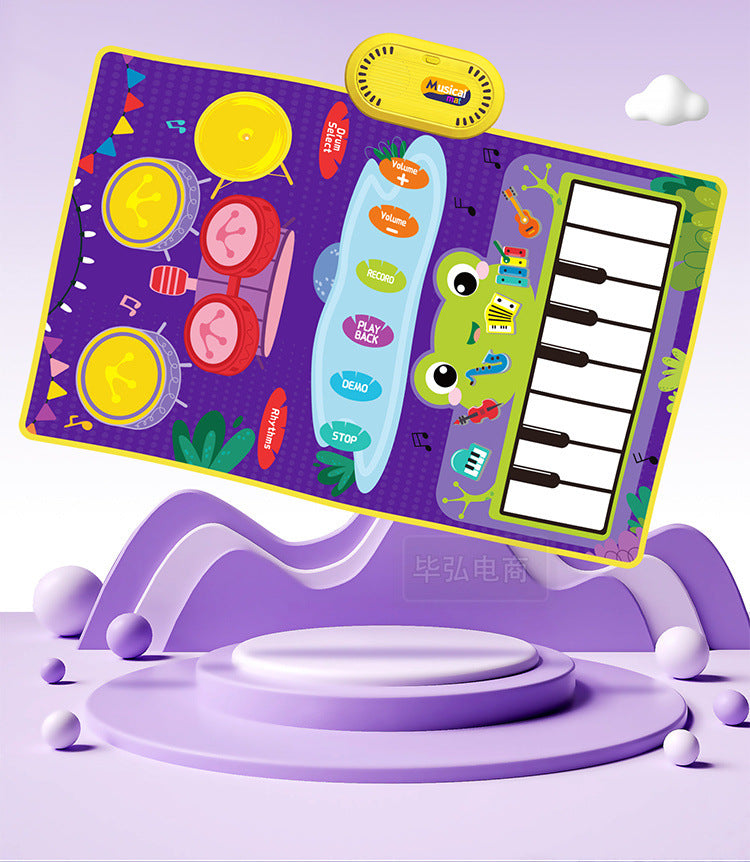 Baby Musical Piano Drum Play Mat 2 in 1 Interactive Dance Mat for Kids and Toddlers with Sounds and Lights