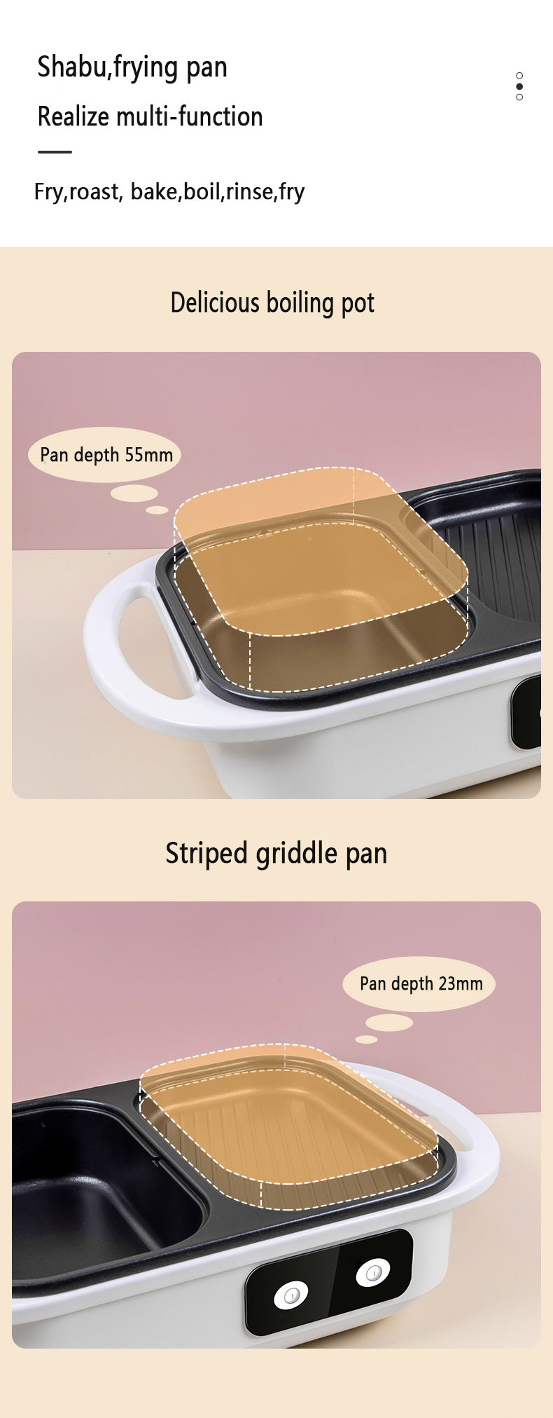 2 in 1 Non-Stick Shabu Pot and Griddle – Induction Heating for Versatile Cooking