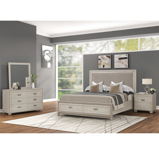 Odesa Queen Size (4-Piece) Bedroom Set - Gray