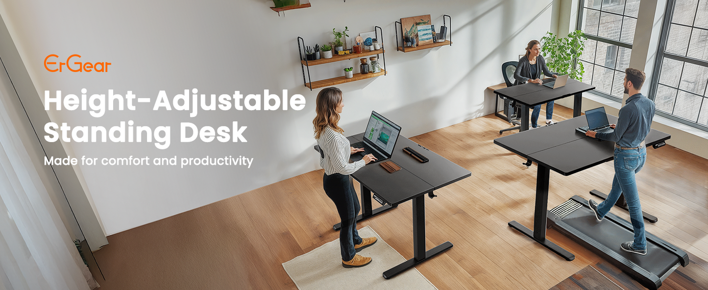 ErGear Height Adjustable Electric Standing Desk - Black