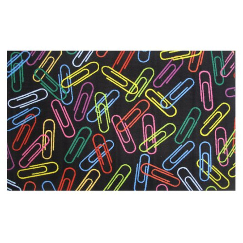 L.A Rugs 1'7" x 2'5" Fun Time Paper Clips Rectangle Area Rug - Black
