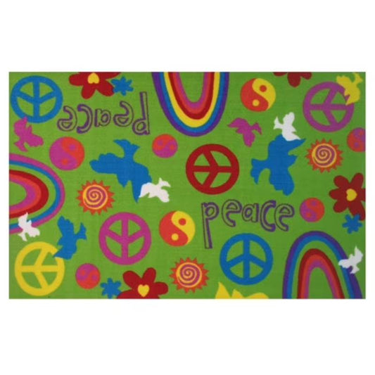 L.A Rugs 3'3" x 4'10" Fun Time Peace & Harmony Rectangular Area Rug - Green