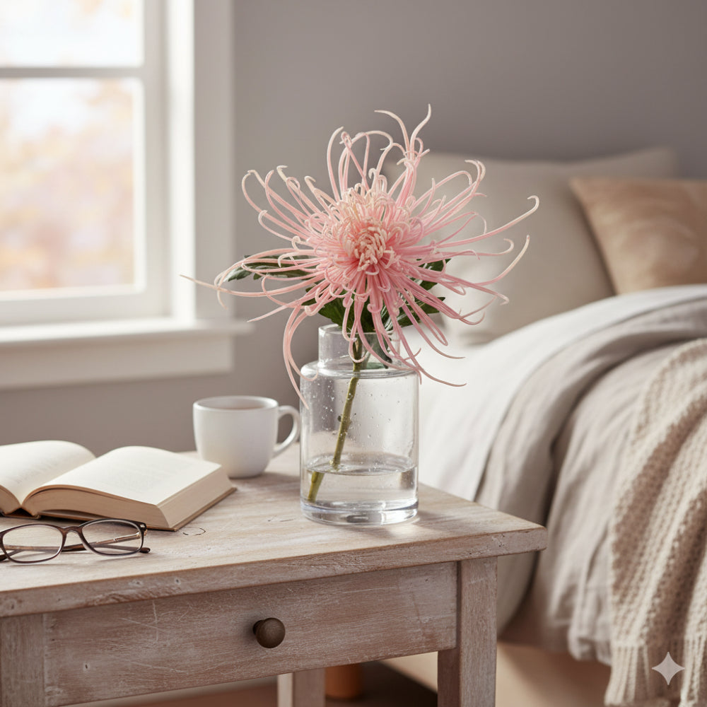 Allstate Floral 9.5" Spider Mum Flower Arrangement with Glass Vase