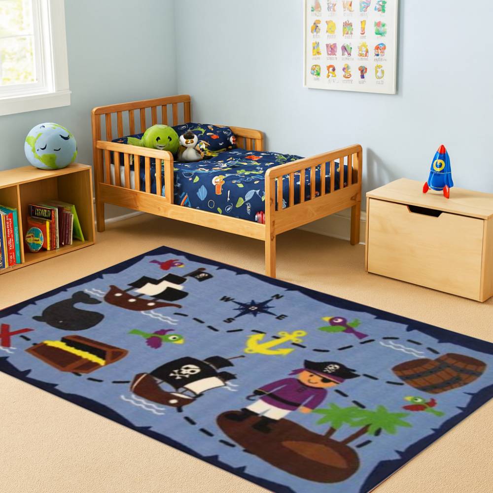 L.A Rugs 3'3" x 4'10" Fun Time Ahoy Matey Rectangular Area Rug - Blue