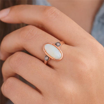 Le Vian 1.2 ct. Neopolitan Opal and 0.05 ct. Nude Diamond Ring in 14K Strawberry Gold - Size 7