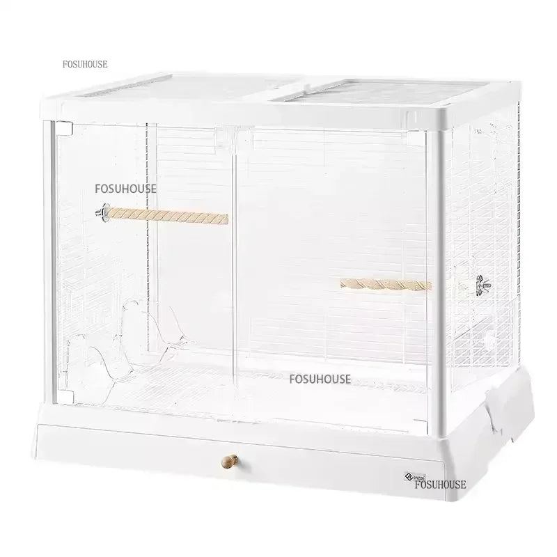 Home  Luxury Parrot Cage Pet Breeding CagePanoramic Glass High-definition Transparent Bird Cages Outdoor Portable Budgie Cage W