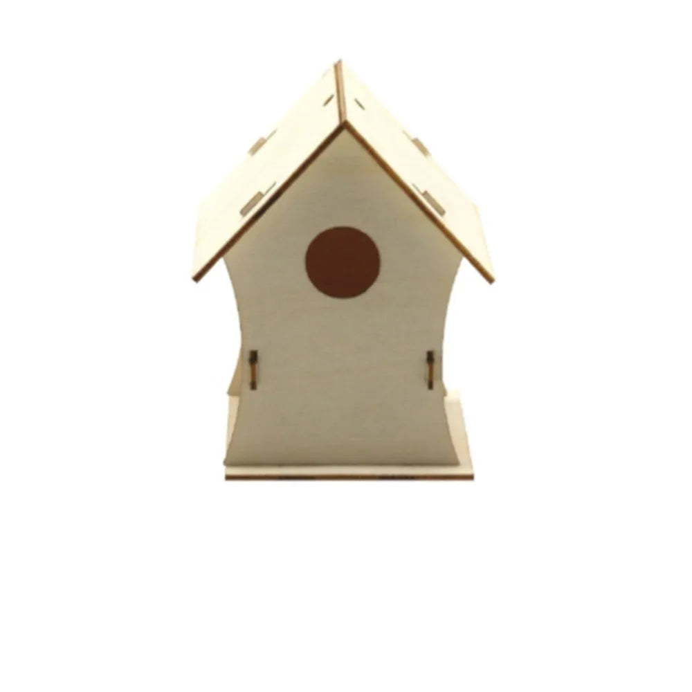 3pcs Pet Supplies Wooden Bird Nest Minimalist Cartoon Bird House Creative DIY Bird Feeder Children Toy