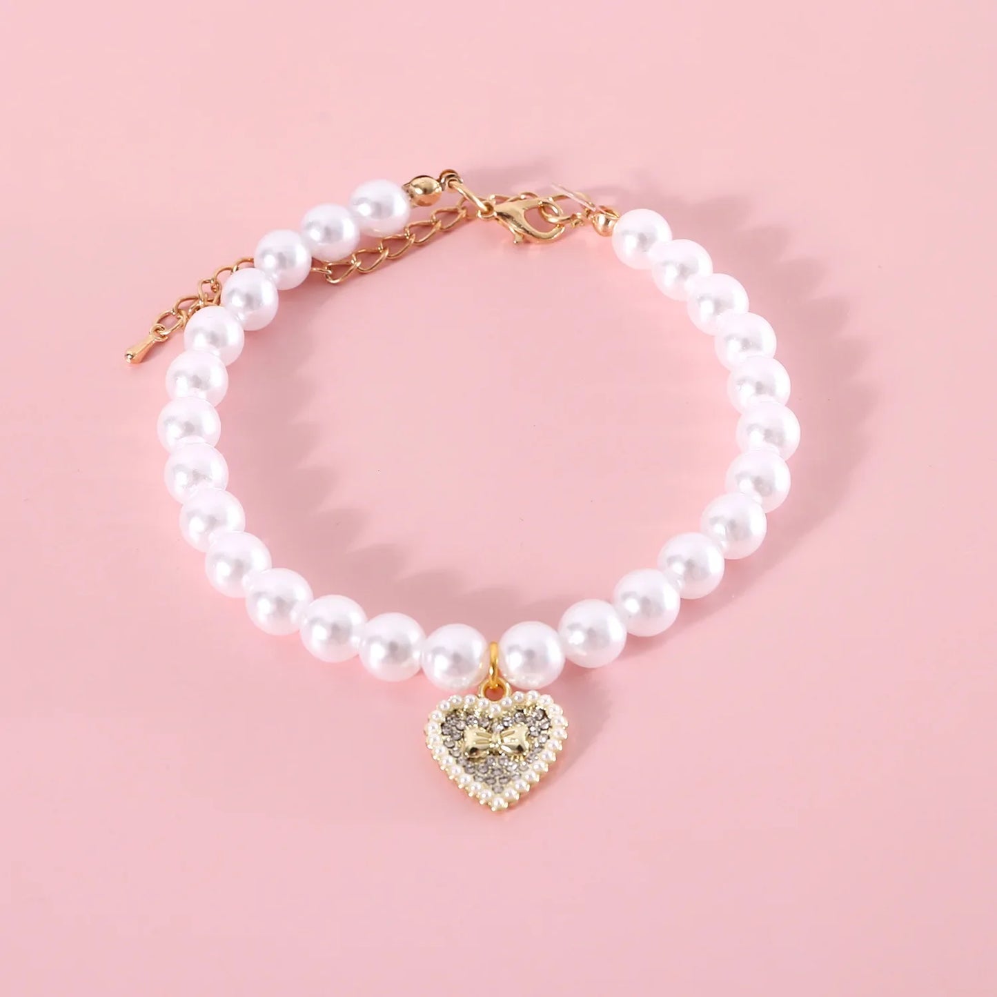 Pet Princess Style Pearl Cherry Love Bow Pendant Necklace Cat Bichon Dog Birthday Ins Wind Collar