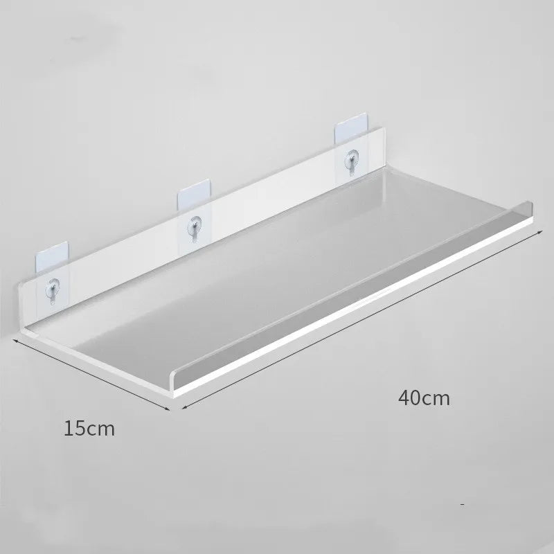 1pc Clear Acrylic Storage Rack Wall Mounted Shelf for Makeup, Books, and Organizing