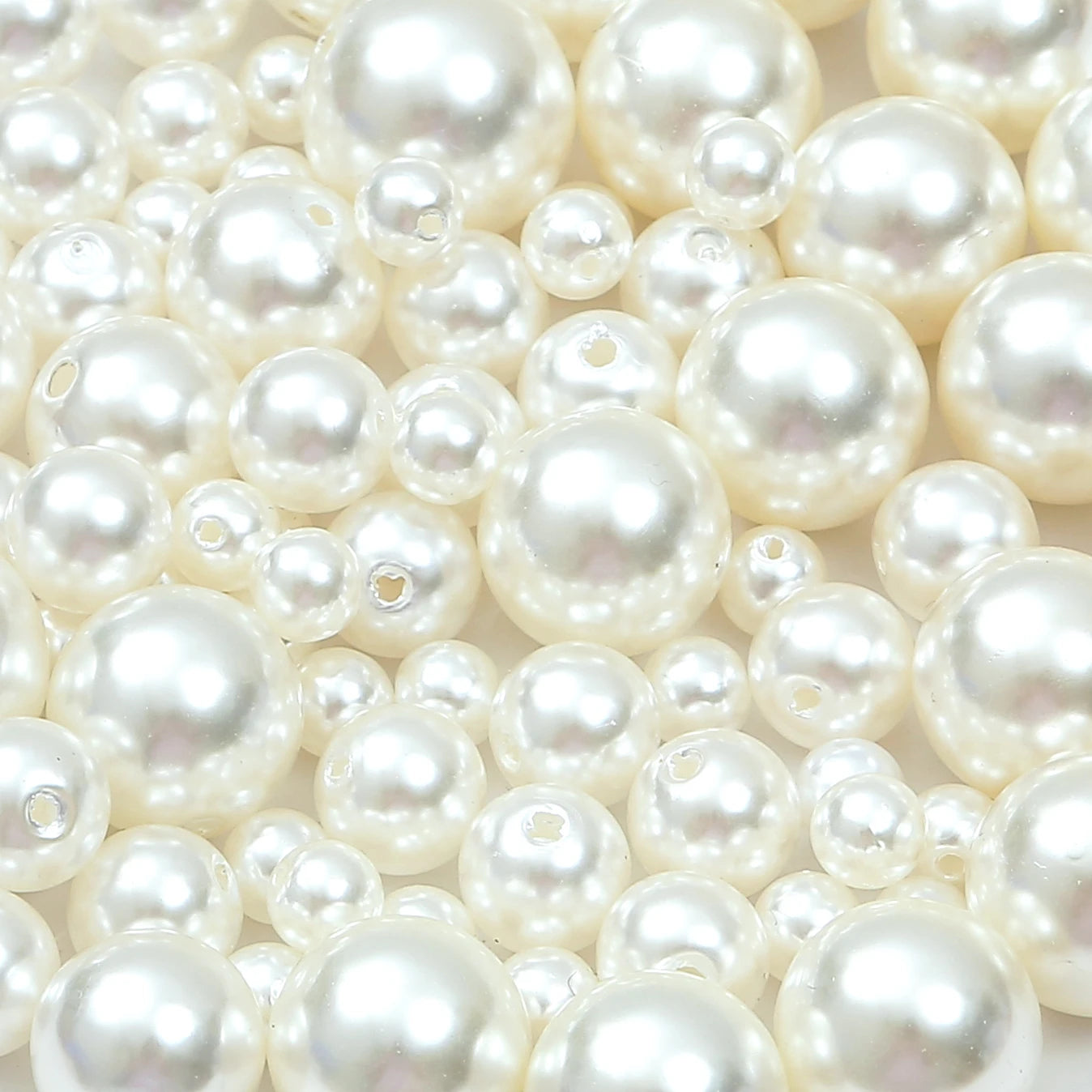 3-20mm 10-1000pcs Straight Hole ABS Imitation Pearl Beige White Bracelet Beads for DIY Jewelry Making
