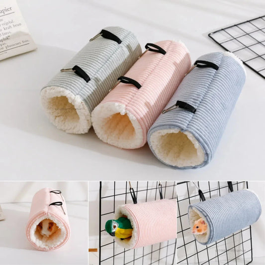 Hamster Tunnel Hammock for Small Animals Warm Squirrel Hedgehog Rabbit Chinchilla Bed Cage Plush House Nest Hamster Accessories