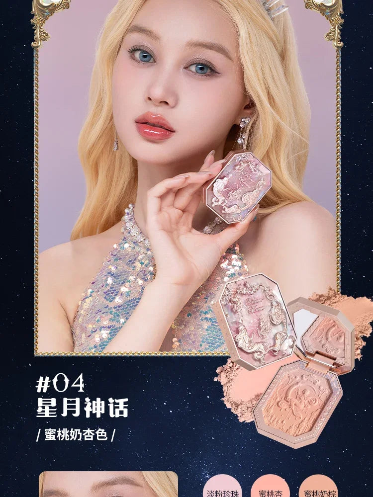 Flower Knows Tri-Color Gradient Cheek Blush Moonlight Mermaid Matte Finish Vegan Cruelty Free Makeup