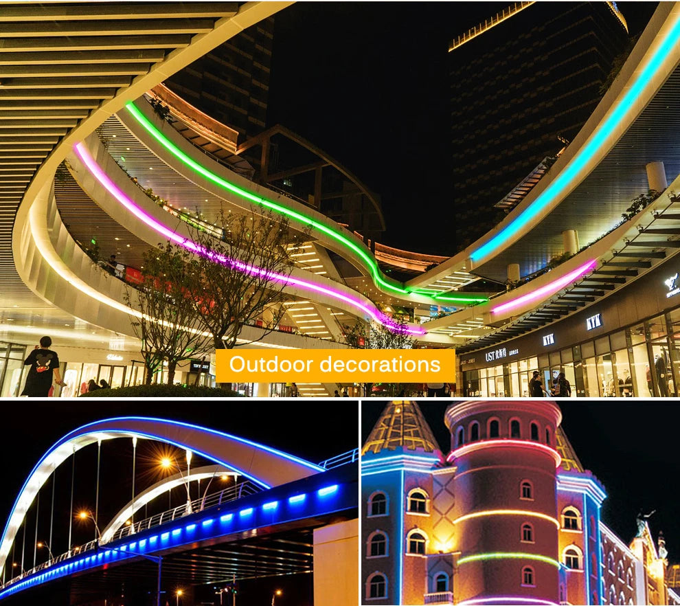 Neon LED Strip Light 5M 600 LEDs Waterproof Flexible Silicone Lamp