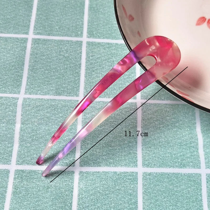 Fashion Acetate Hair Sticks for Women Shell Hair Clip Hair Pins U Shape Girls Hairpins Hair Bun Maker Wedding Hair Accessories