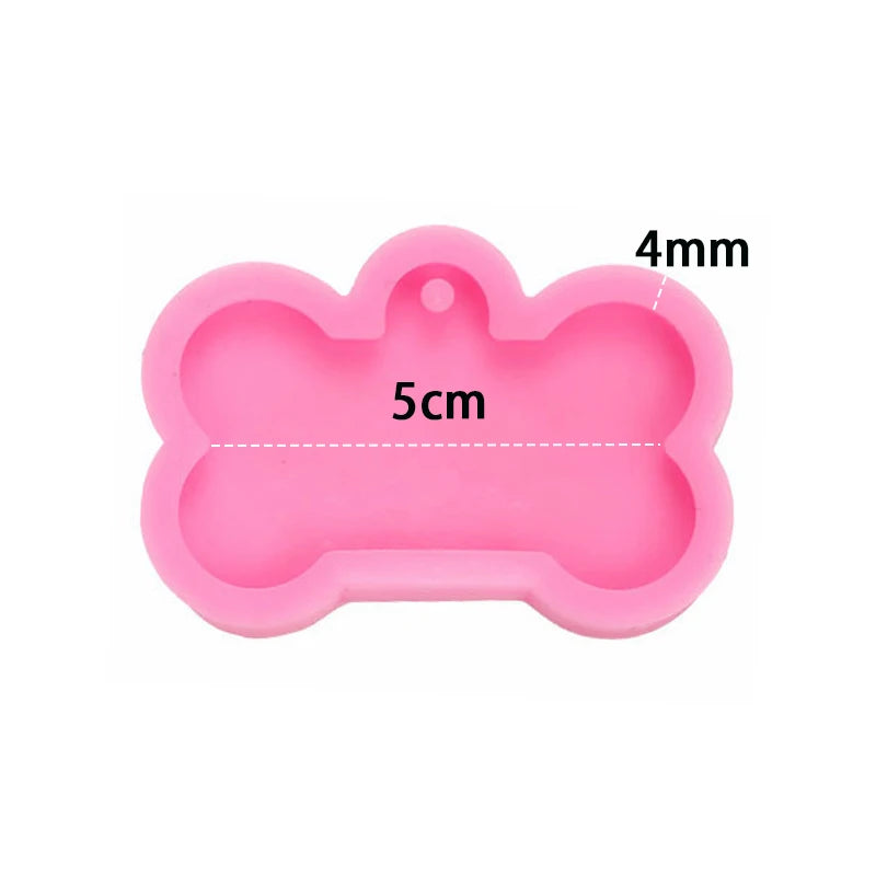 Dog Tag Bone Shaped Keychain Mold for DIY Resin Jewelry