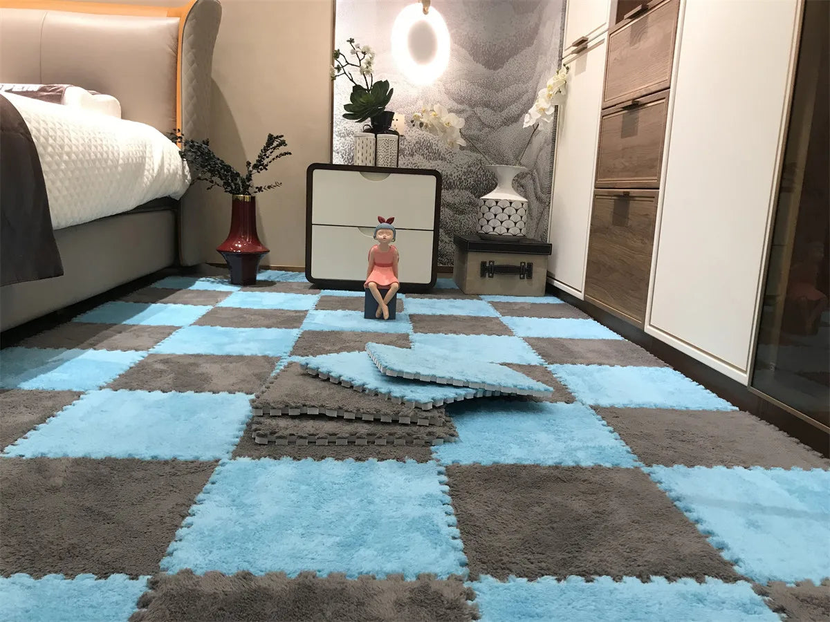 Soft Plush Baby Play Mat Puzzle Foam Carpet 30x30x1CM for Kids Room Safe and Comfortable Play Environment