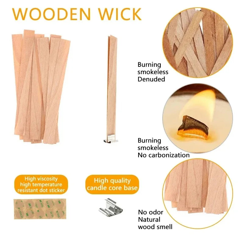 20pcs Wooden Candles Wick DIY Candle Making Kit Smokeless