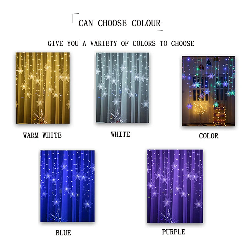 3.2M Christmas Snowflakes LED String Lights Waterproof Fairy Curtain for Holiday Party Wedding Decoration