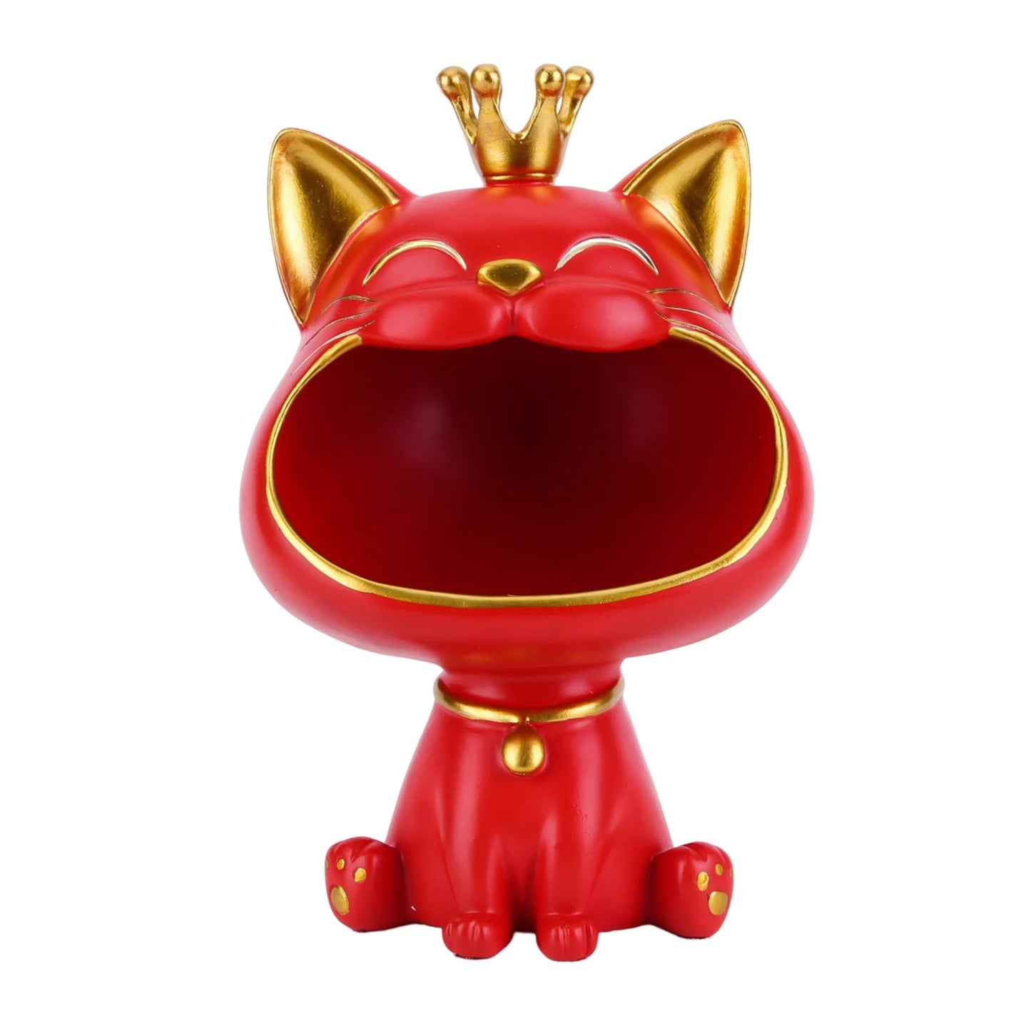 Lucky Cat Statue Decoration Resin Big Mouths Cat Key Box Cute Desktop Storage Accessories