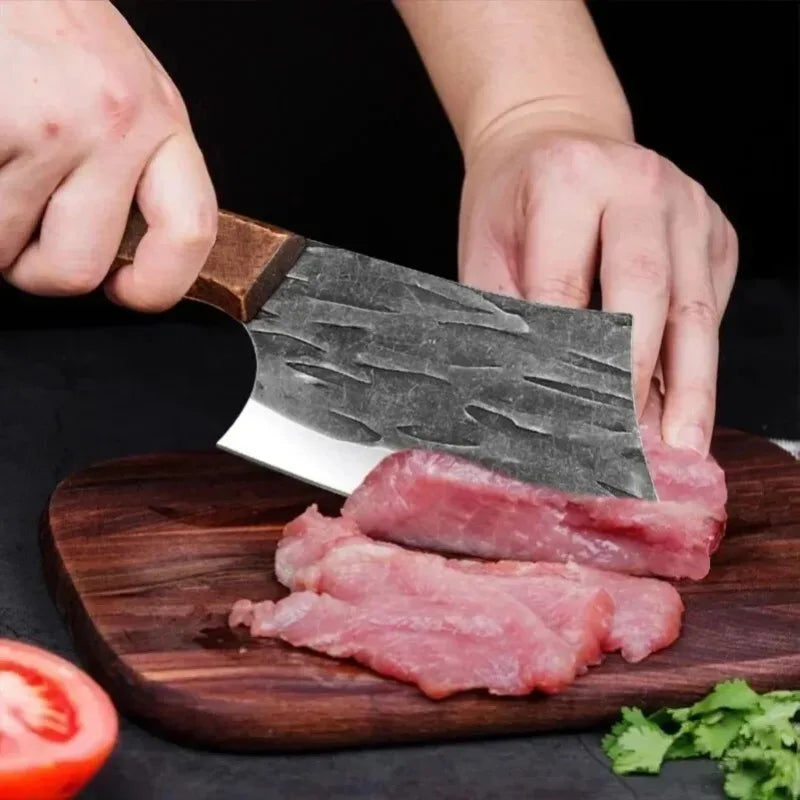 Handmade Utility Knife Cleaver Meat Vegetables Fruit Kitchen Knives Wood Handle Boning Butcher Knife Chef Cooking Cutter Cleaver