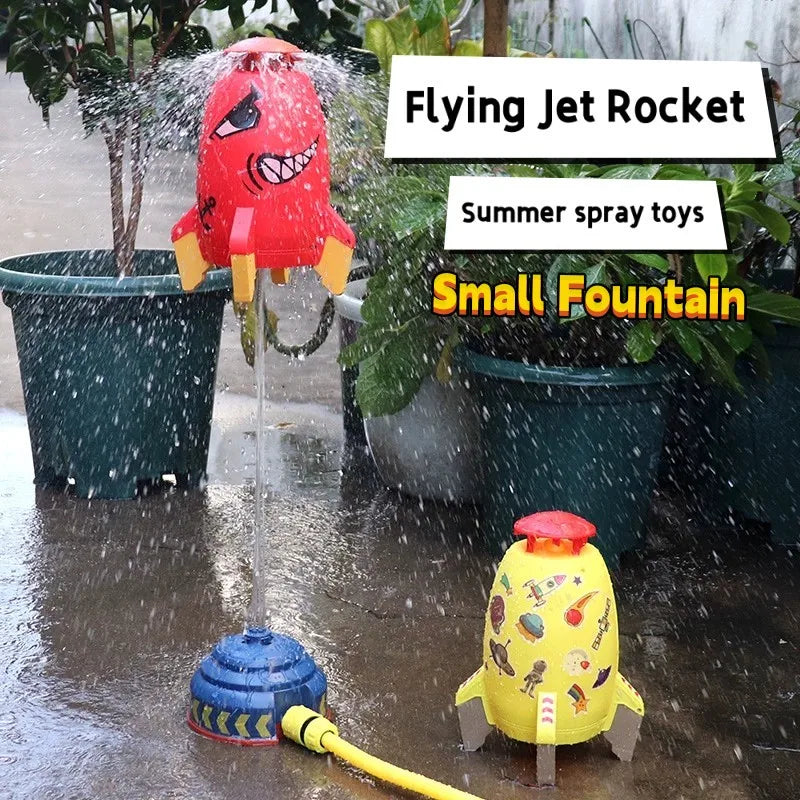 Flying Jet Rocket Fountain Sprinkler Water Toy for Kids 360 Degree Rotating Outdoor Pool Fun